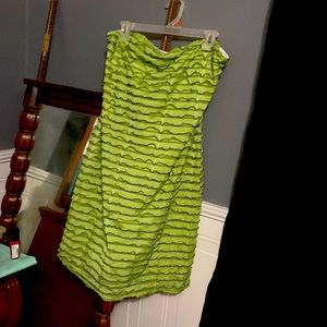 Chiffon Ridged Frothed Mint Green Party Mini Strapless